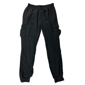 Cynthia Rowley Black 100% Silk Drawstring Cargo Pants Womens Size US 4